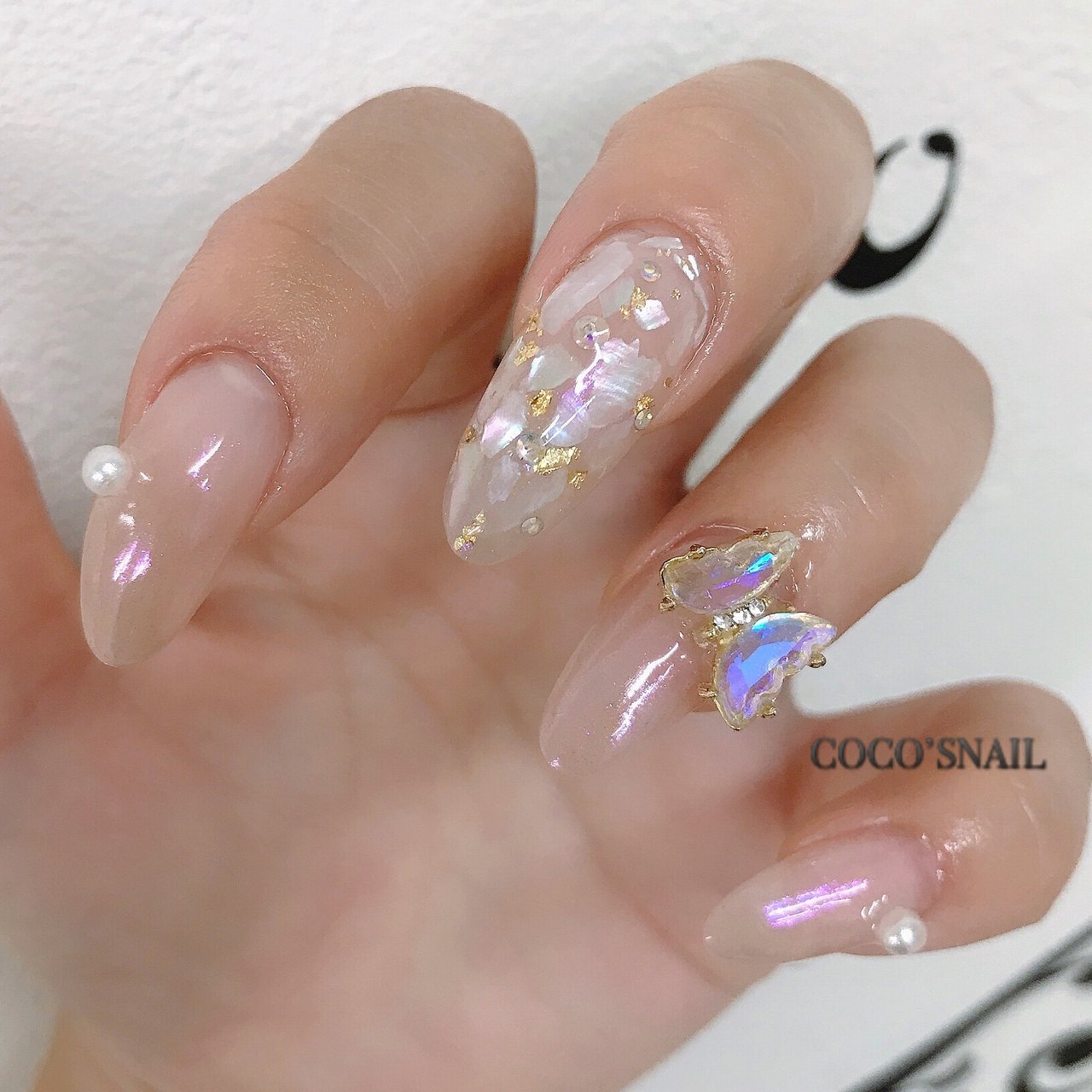 春 ハンド シンプル シェル ロング Coco S Nailのネイルデザイン No ネイルブック