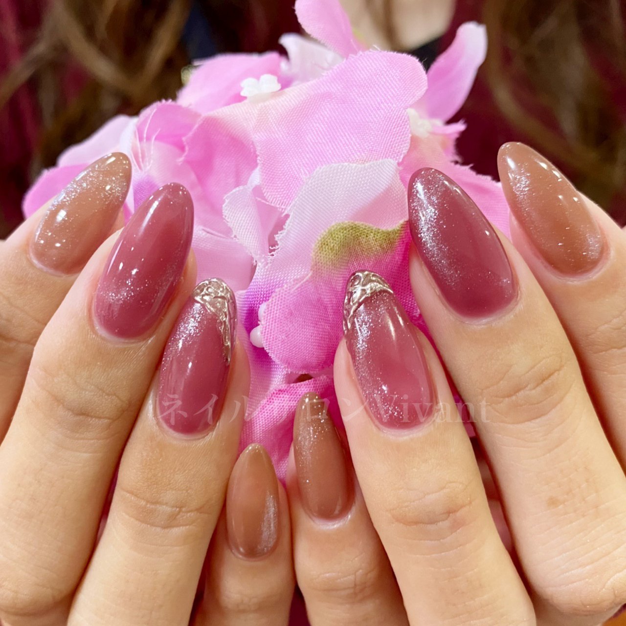 ハンド ロング パープル ボルドー ジェル Vivantのネイルデザイン No ネイルブック