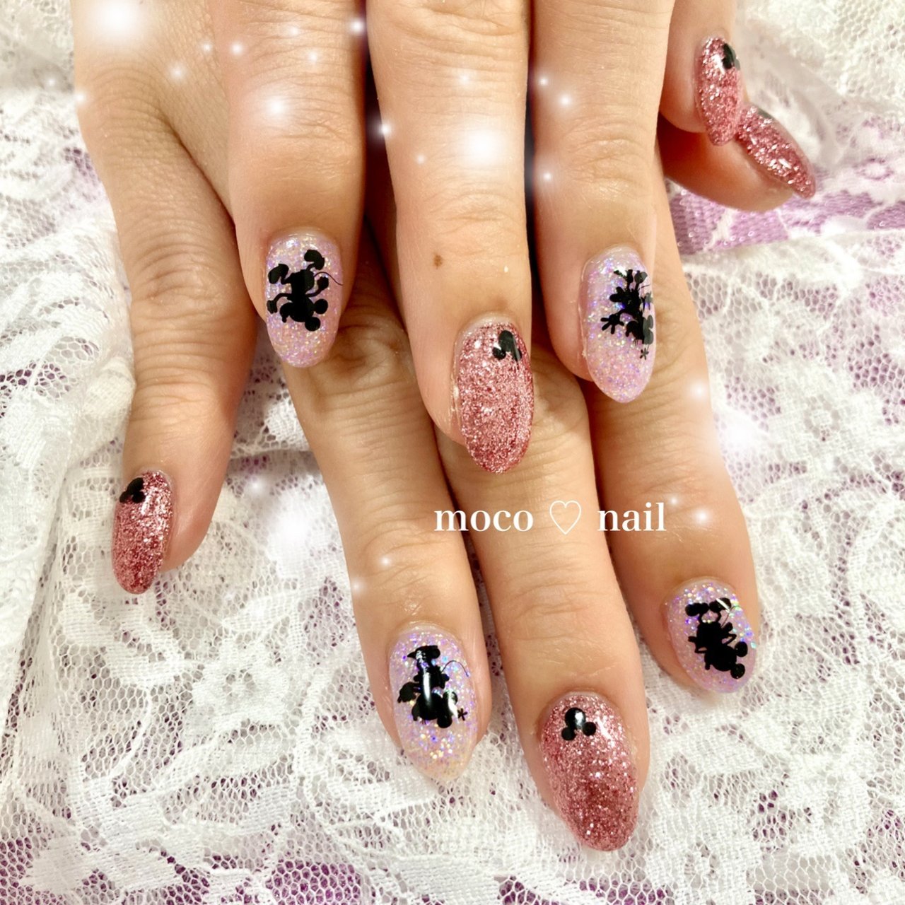 ハンド/ラメ/キャラクター/ピンク/ブラック - nail salon Pink Bunnyの