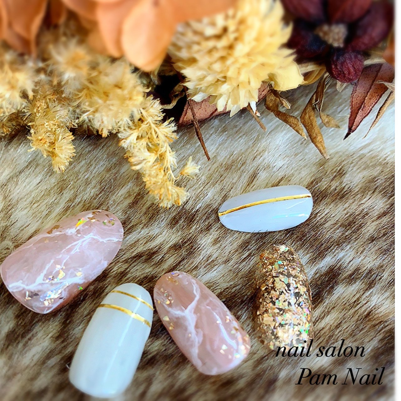 オールシーズン ハンド ラメ 大理石 ニュアンス Pamnailのネイルデザイン No ネイルブック