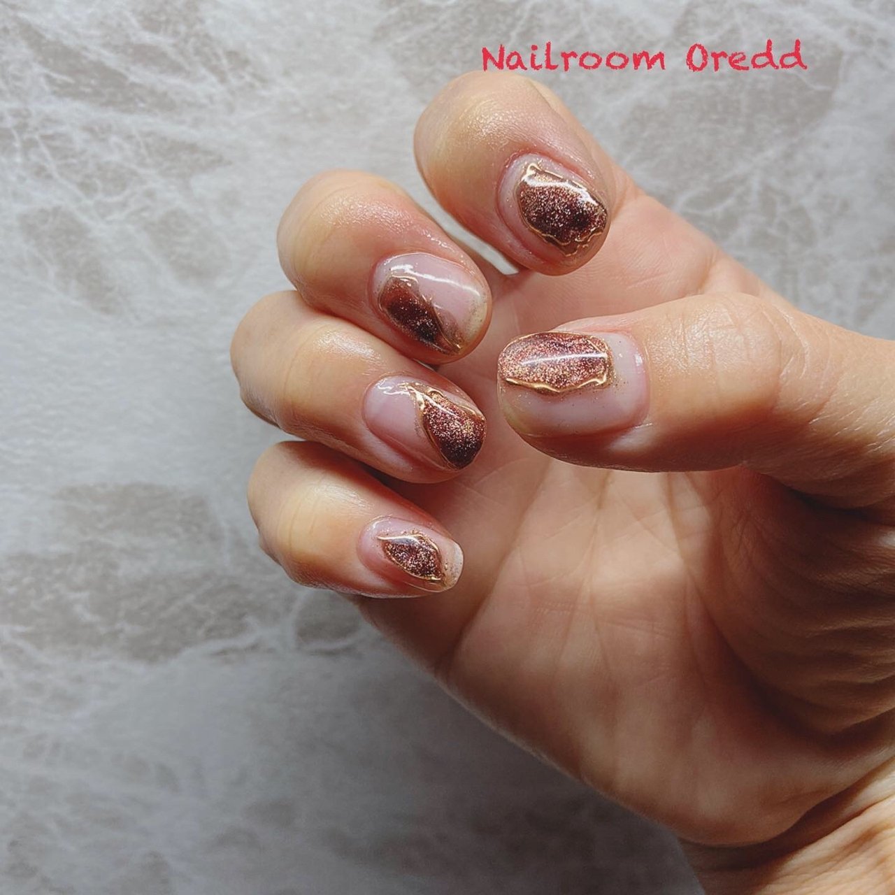 ハンド ブラウン ゴールド ジェル Nailroom Oreddのネイルデザイン No ネイルブック