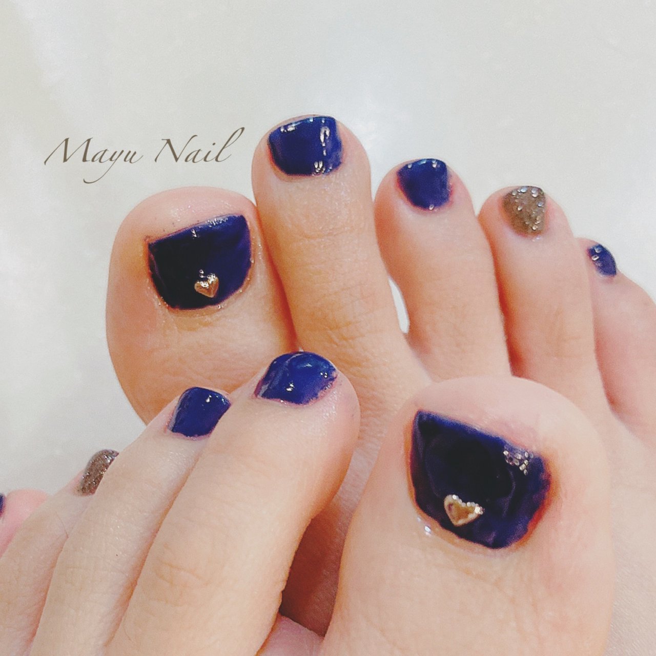 オールシーズン フット ワンカラー ショート ネイビー Mayu Nailのネイルデザイン No ネイルブック