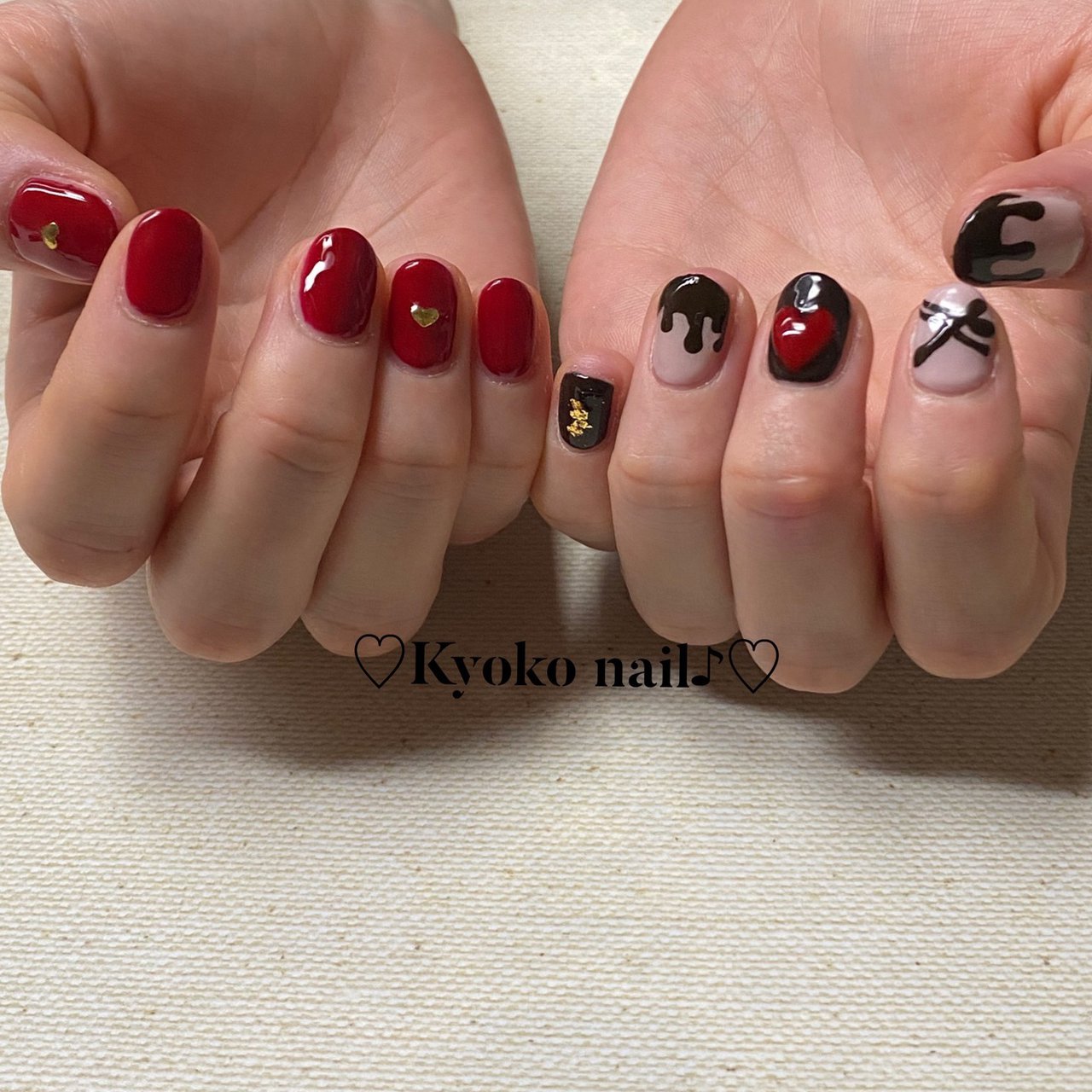 バレンタイン デート ハンド ワンカラー ハート Kyoko Nailのネイルデザイン No ネイルブック