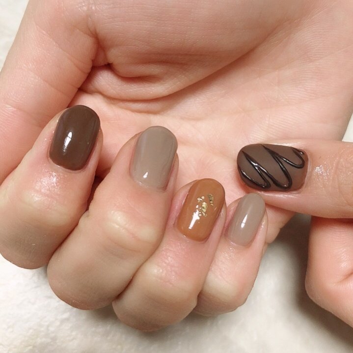 バレンタイン ハンド ブラウン ジェル お客様 Yukari Neru Nail のネイルデザイン No ネイルブック