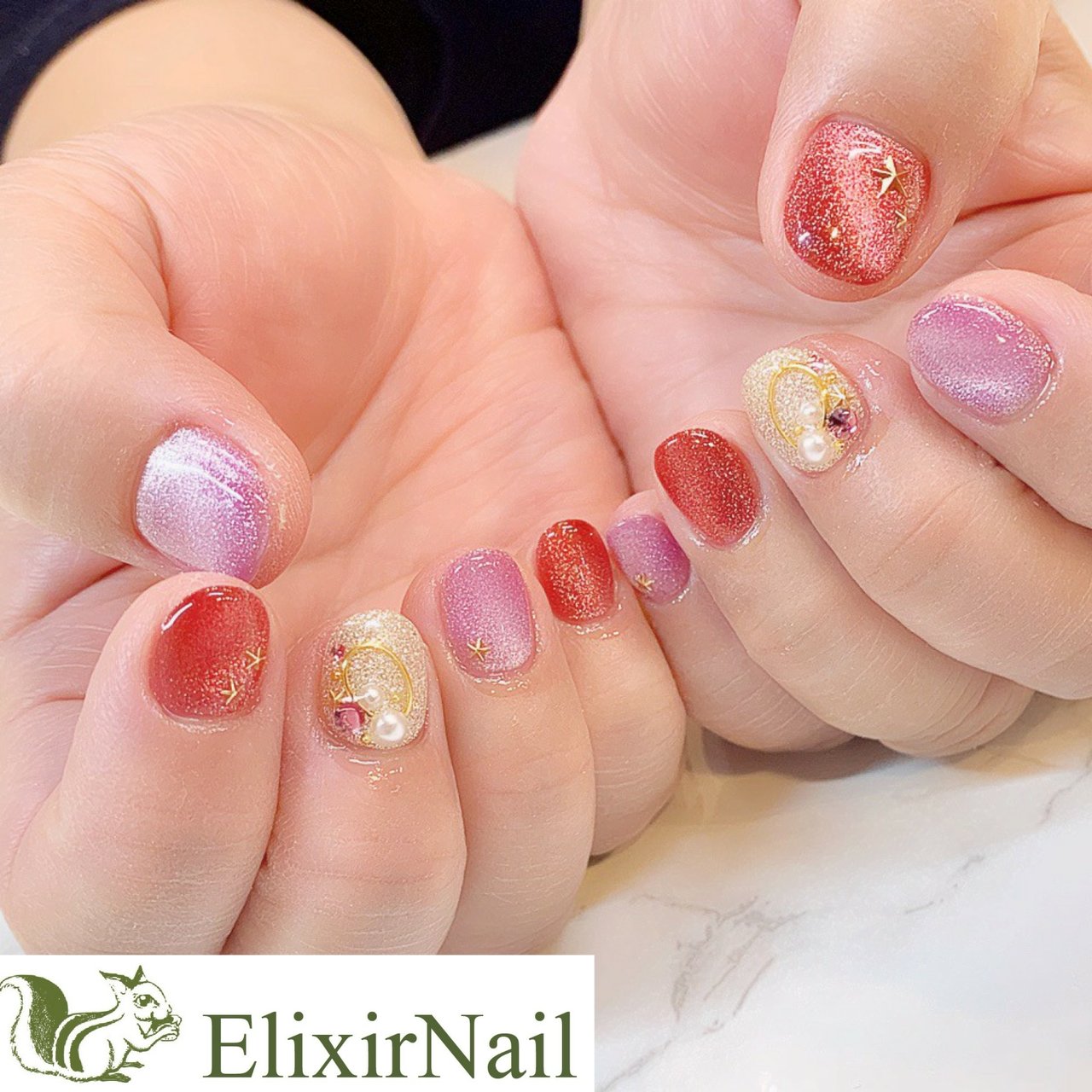 オールシーズン ハンド マグネット ミディアム ピンク エリクサーネイルのネイルデザイン No ネイルブック