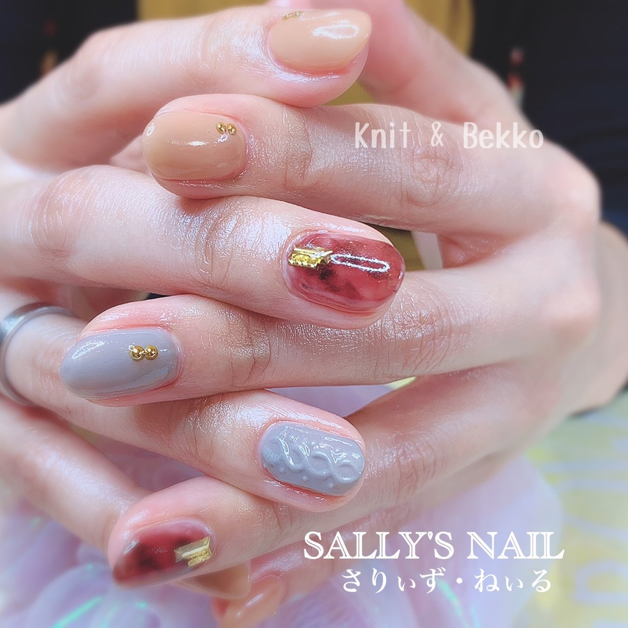 冬 オフィス 女子会 ハンド ニット 岡崎市ネイルサロンsally S Nail さりぃず ねぃる リサのネイルデザイン No ネイルブック