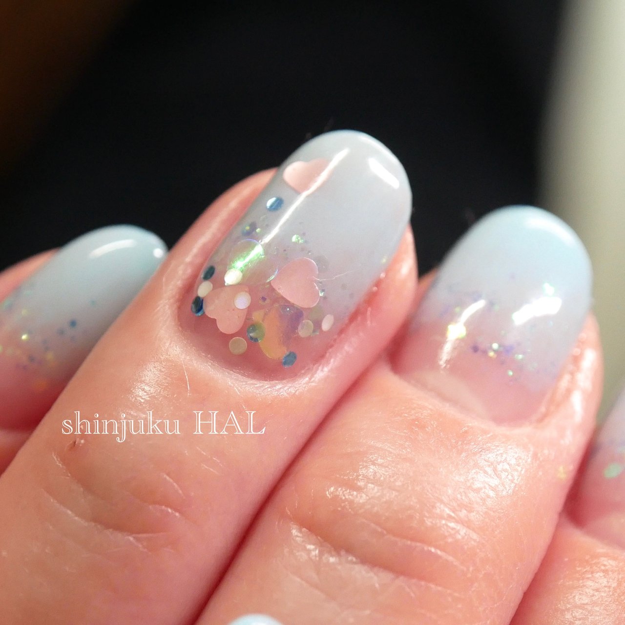 バレンタイン グラデーション ハート ピンク 水色 わたなべまさみのネイルデザイン No ネイルブック