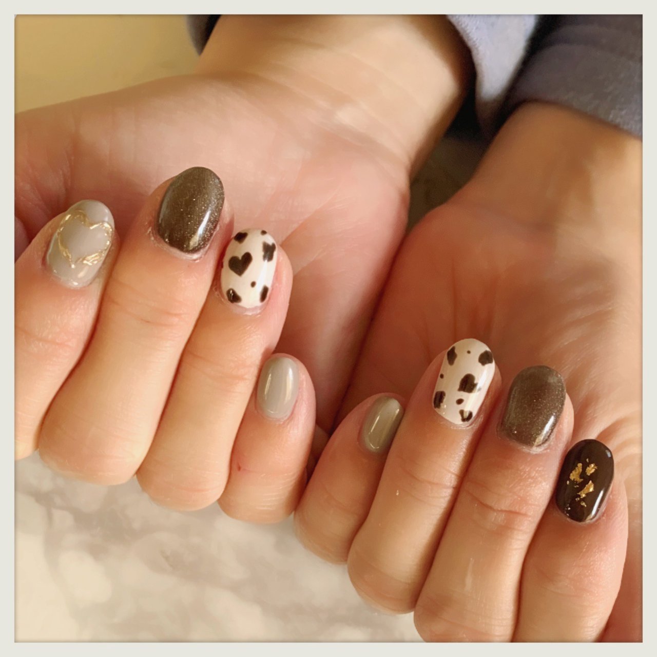 バレンタイン アニマル柄 ハート ブラウン Jelita Nail 麻生理香子のネイルデザイン No ネイルブック