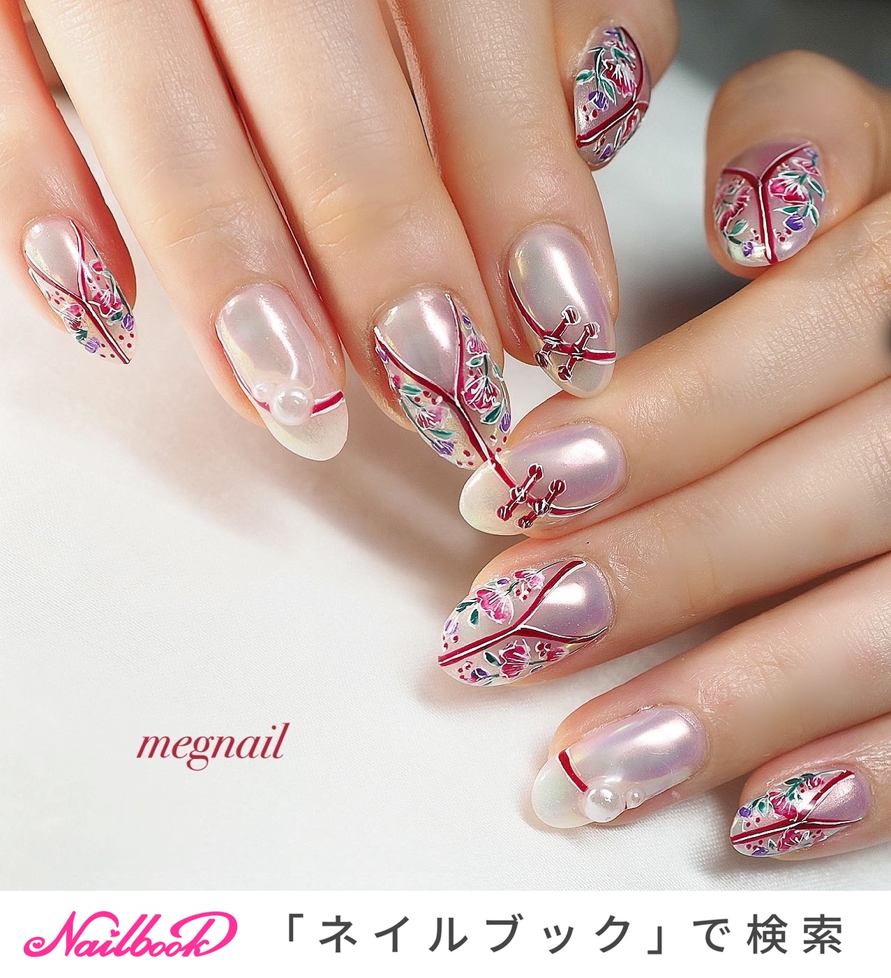 チャイナ刺繍のネイルデザイン ネイルブック