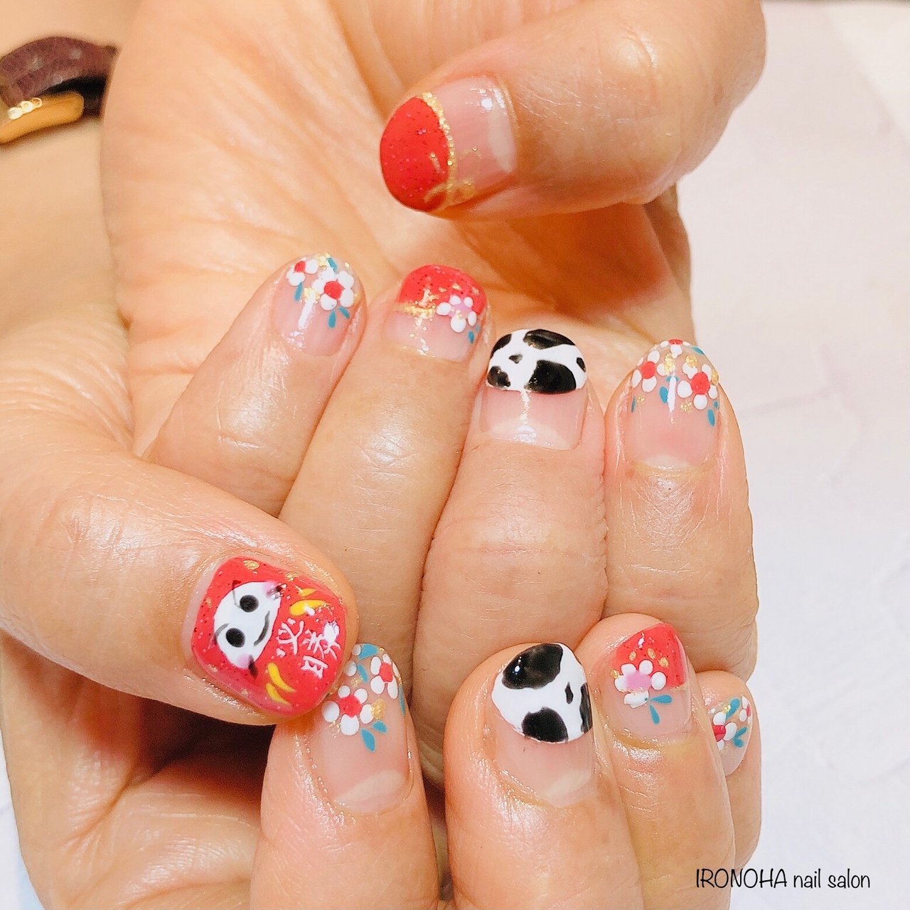 冬 お正月 ハンド 変形フレンチ ラメ Ironoha Nailのネイルデザイン No ネイルブック