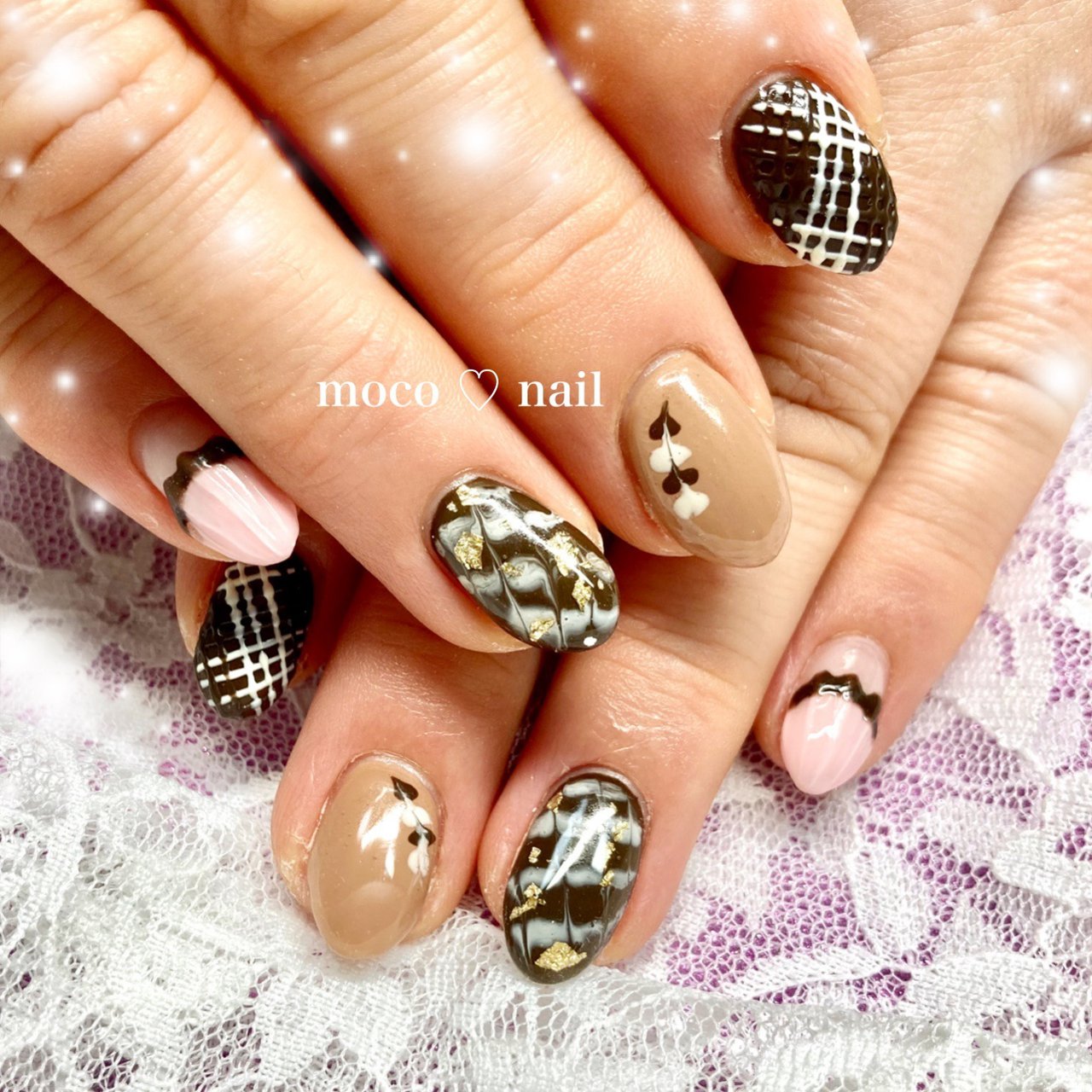 バレンタイン ハンド スイーツ ピンク ブラウン Moco Nailのネイルデザイン No ネイルブック