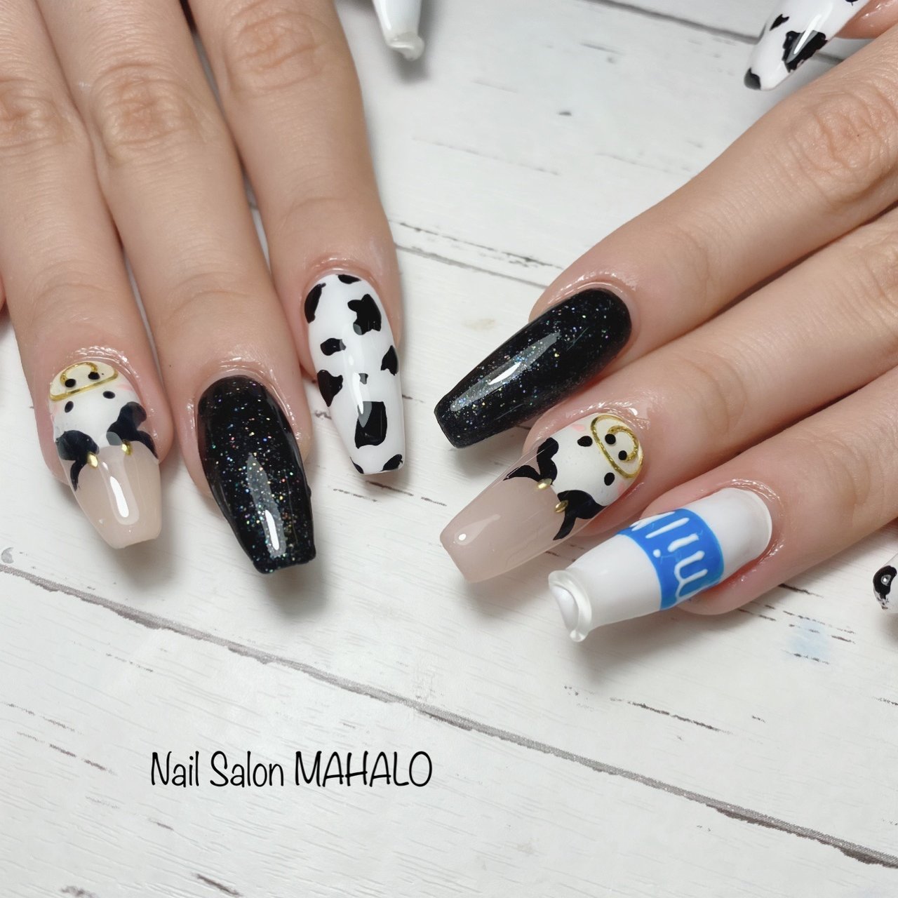 オールシーズン ハンド アニマル柄 ロング ホワイト Nail Salon Mahaloのネイルデザイン No ネイルブック