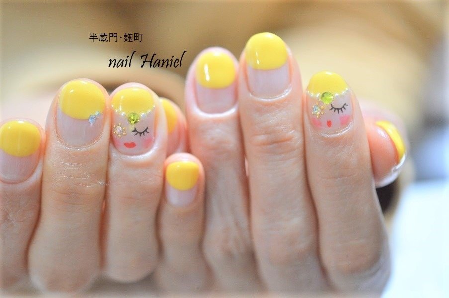 オールシーズン オフィス 女子会 ハンド 変形フレンチ Chiyo K 半蔵門 麹町ハニエルのネイルデザイン No ネイルブック