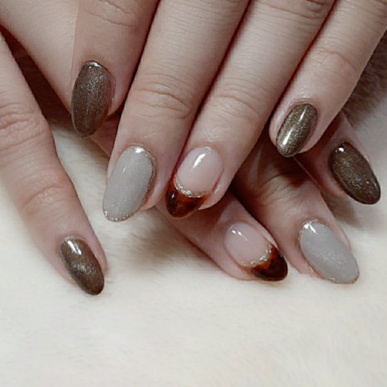 秋 冬 ハンド ブラウン グレー Jonhoon87のネイルデザイン No ネイルブック