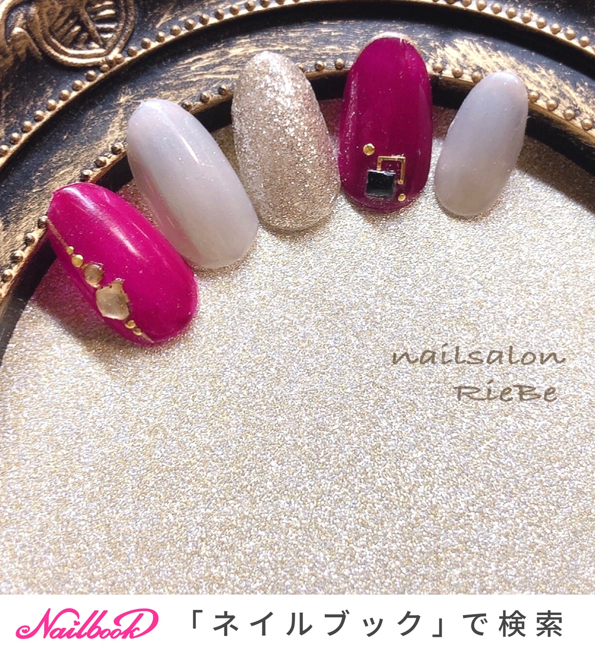 レッド パープル グレーのネイルデザイン ネイルブック