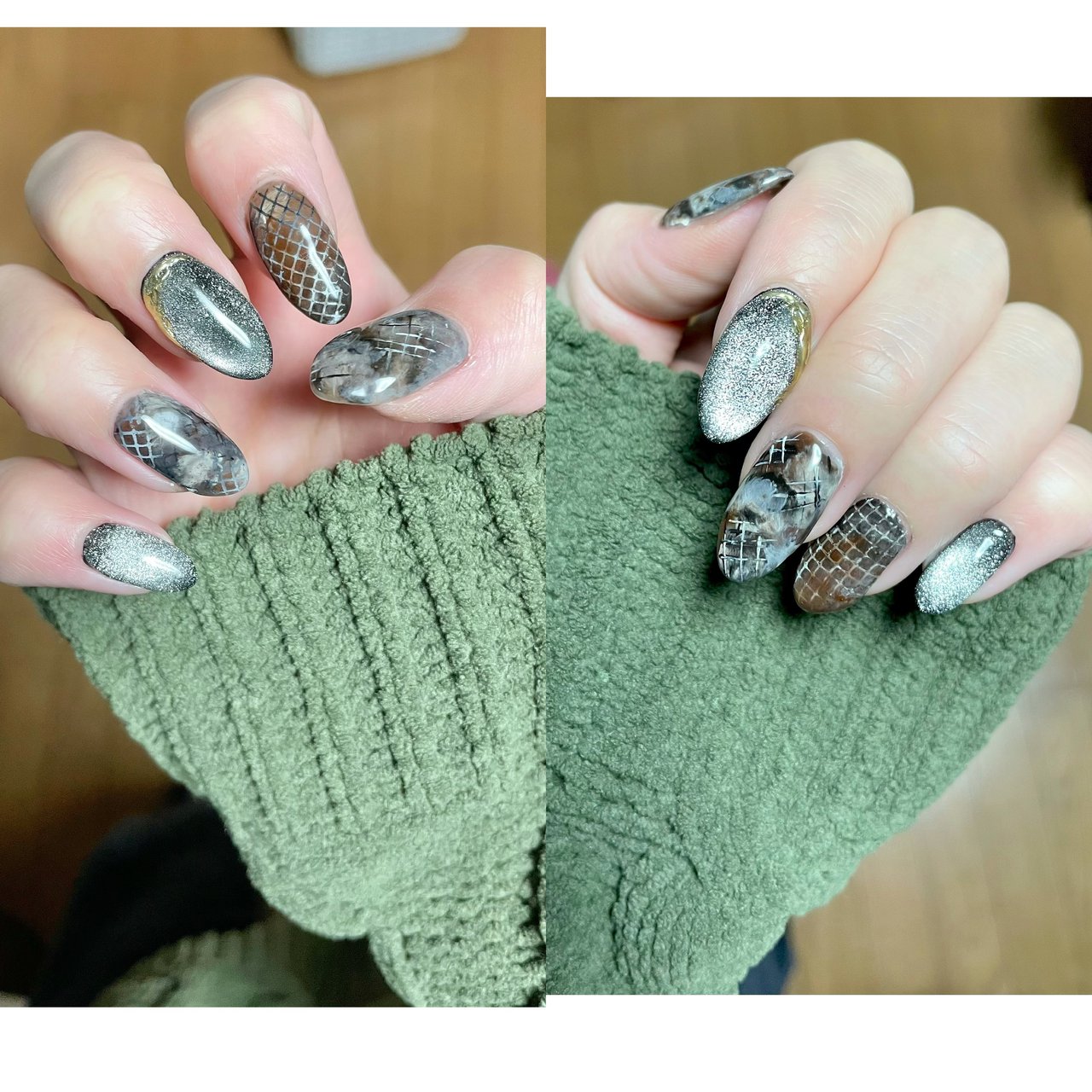 アニマル柄 ニュアンス ミラー グレー ブラック ぽんちのネイルデザイン No ネイルブック