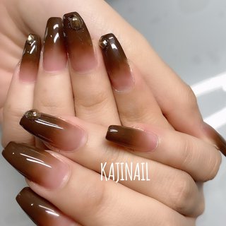 おすすめ順 クリア ブラウングラデーションのネイルデザイン ネイルブック