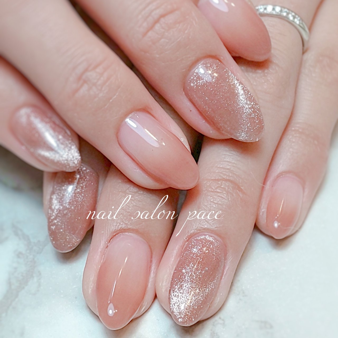 オールシーズン マグネット レトロ クリア ベージュ Nail Salon Paceのネイルデザイン No ネイルブック