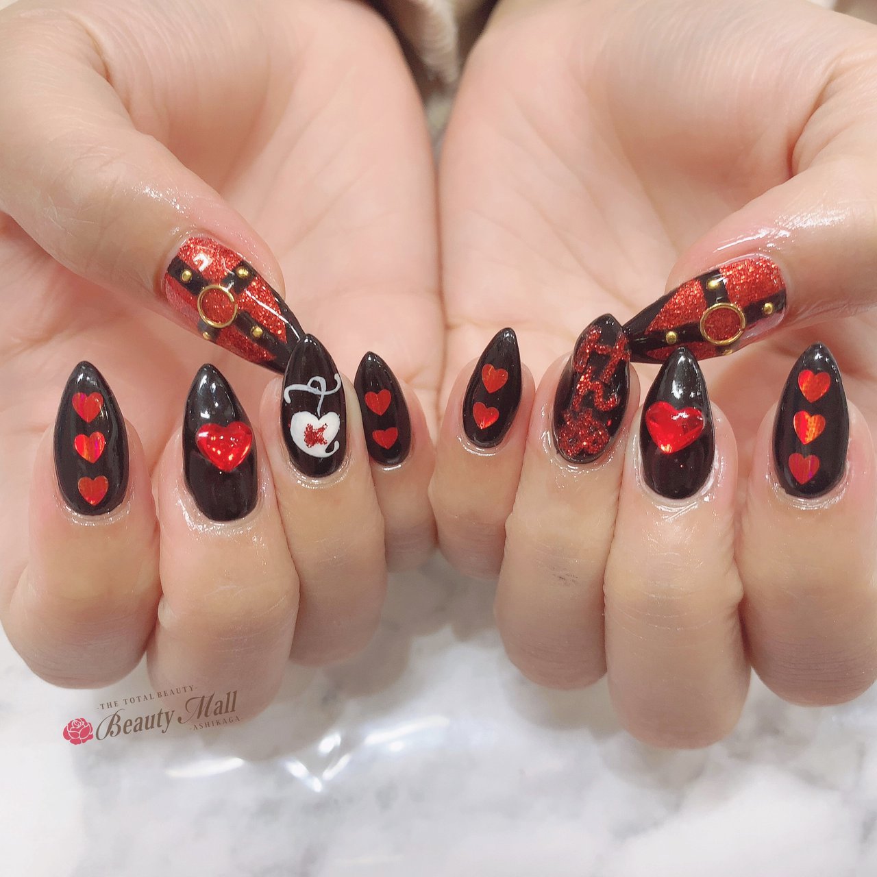 オールシーズン ハンド フレンチ ホログラム ハート ビューティーモール 足利店 ネイルサロン Pinkyのネイルデザイン No ネイルブック