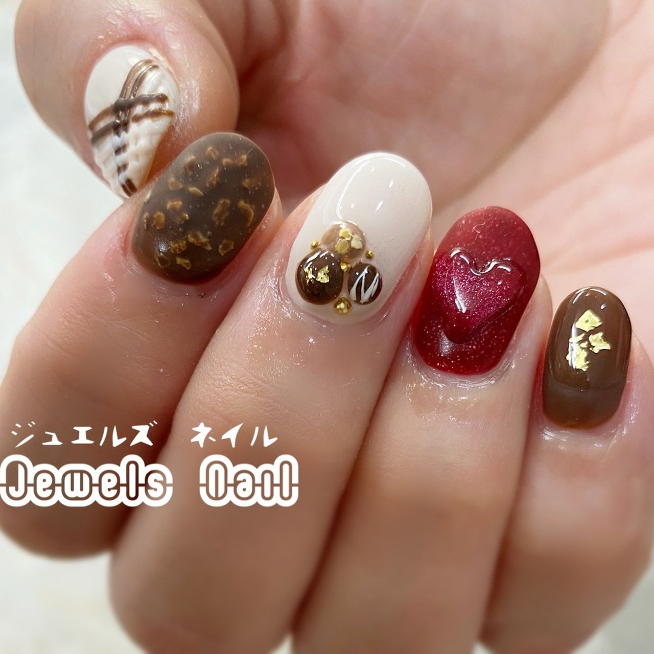 バレンタイン パーティー デート ハート イニシャル パラジェル登録サロン ジュエルズネイルのネイルデザイン No ネイルブック