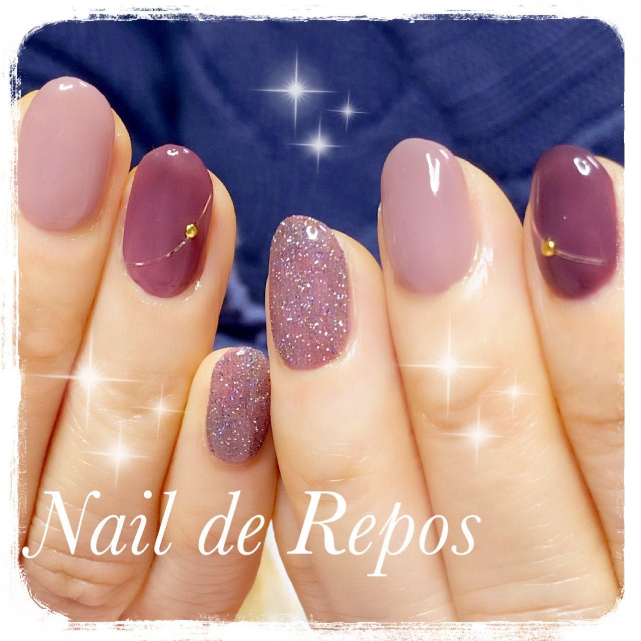 ハンド ピンク ボルドー スモーキー Nail De Repos ルポ のネイルデザイン No ネイルブック