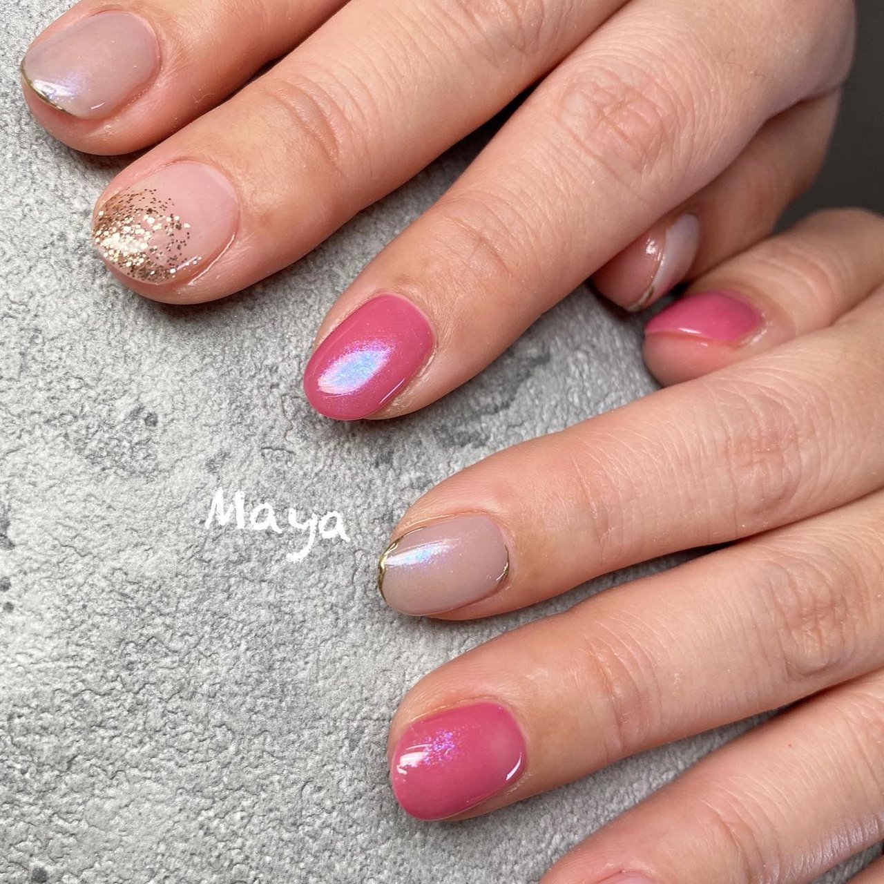 パーティー デート 女子会 オーロラ ミラー マヤのネイルデザイン No ネイルブック