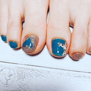 冬 フット ターコイズのネイルデザイン ネイルブック