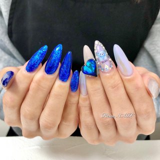 冬 ブルー セルフネイルのネイルデザイン ネイルブック