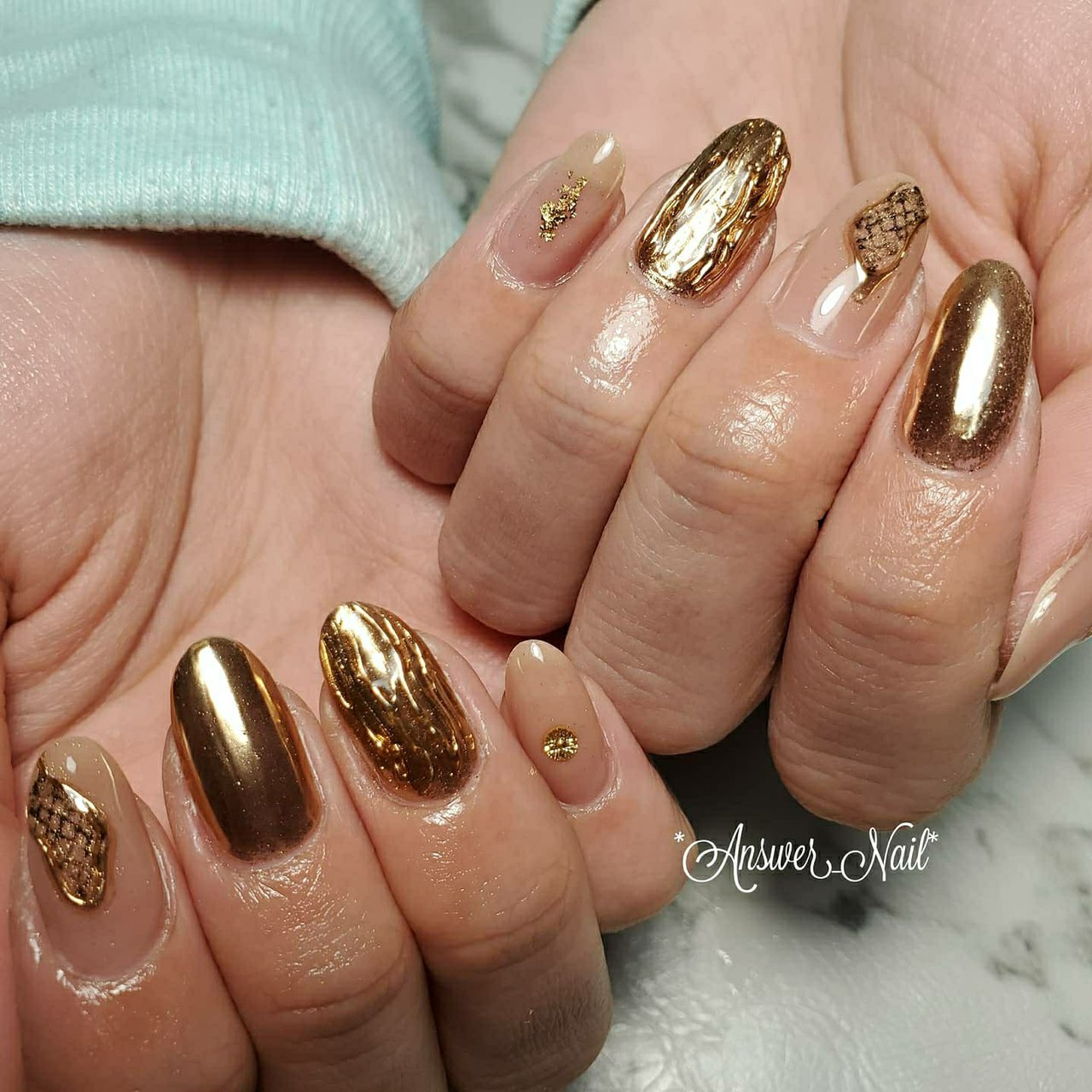 ベージュ ゴールド Answer Nailのネイルデザイン No ネイルブック