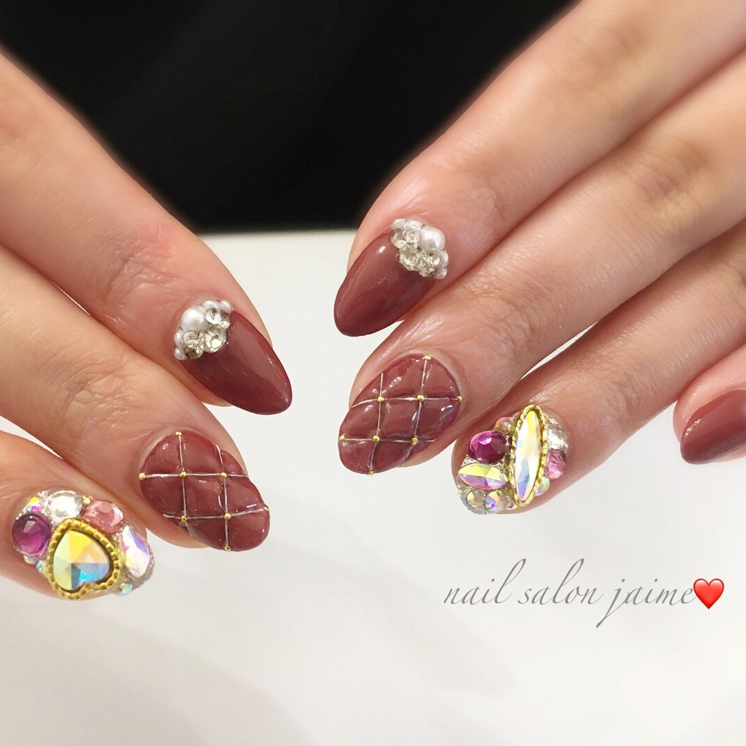 ネイルチップ スワロフスキー オーダー 黒 ベロア パンジー ♡A Nail