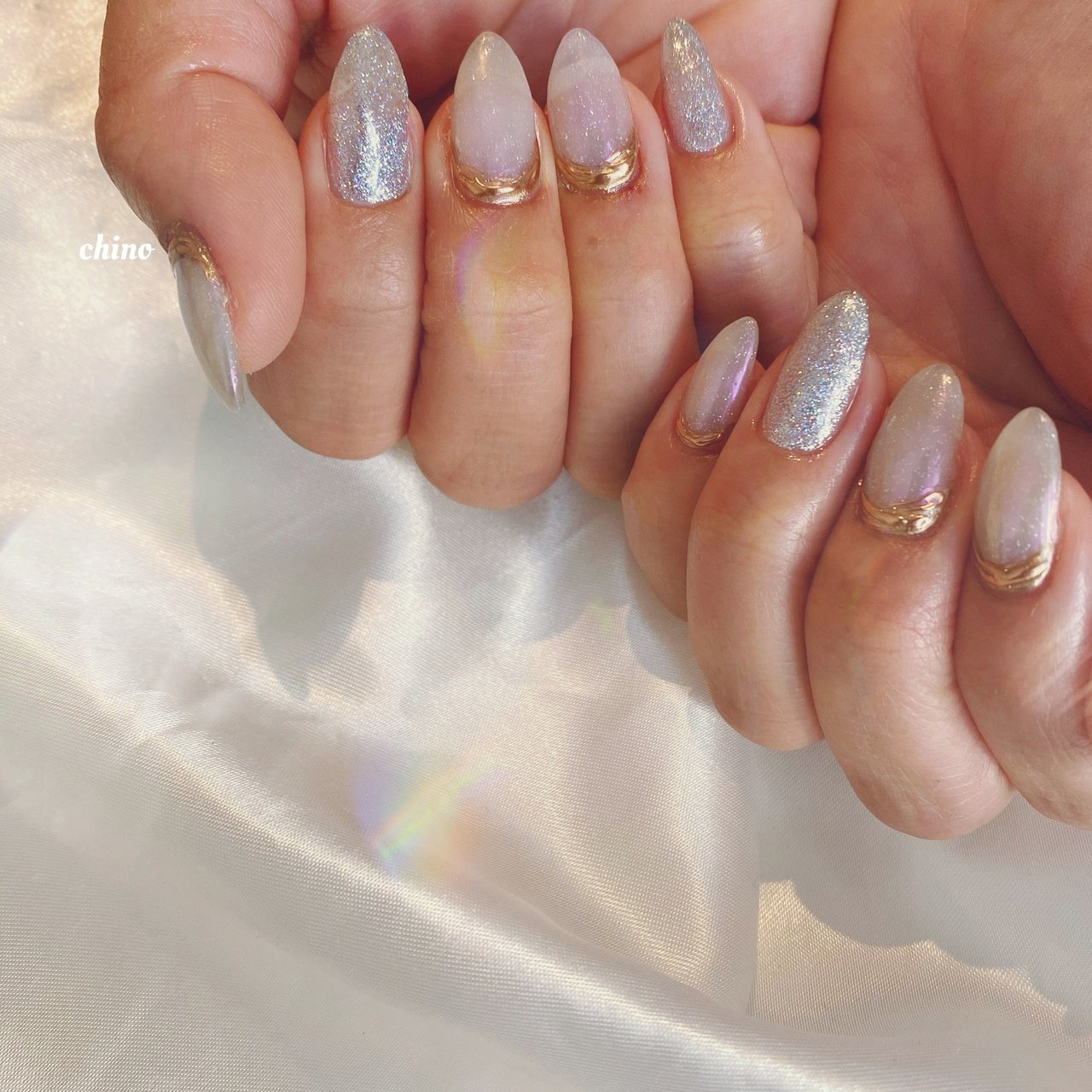 ホワイト ゴールド シルバー Chinoのネイルデザイン No ネイルブック