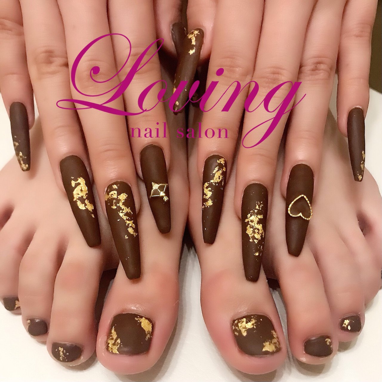 バレンタイン フット マット ショート ブラウン Lovingのネイルデザイン No ネイルブック