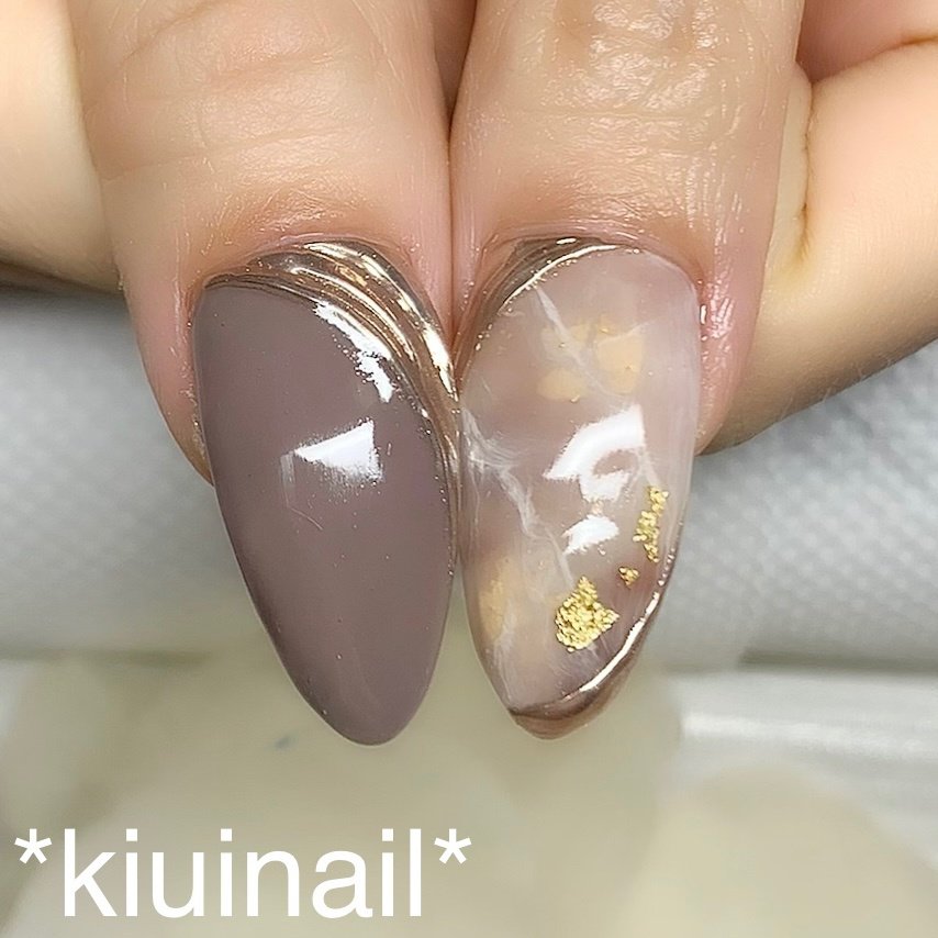 ハンド ニュアンス ミラー ロング ベージュ Kiuinailのネイルデザイン No ネイルブック