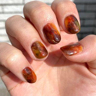 冬 オレンジ セルフネイルのネイルデザイン ネイルブック