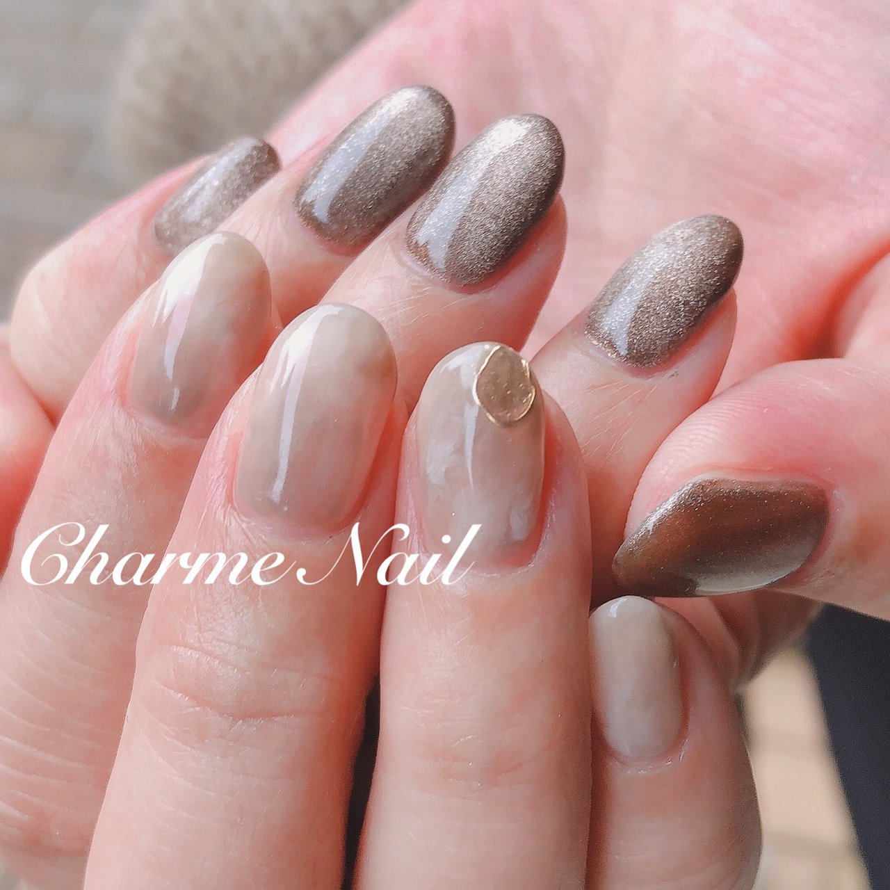 秋 冬 ハンド ニュアンス マグネット Charme Nailのネイルデザイン No ネイルブック