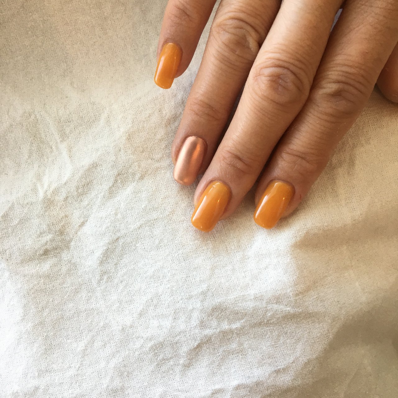 春 オールシーズン ハンド シンプル オレンジ Privatenailsalon Laule Aのネイルデザイン No ネイル ブック