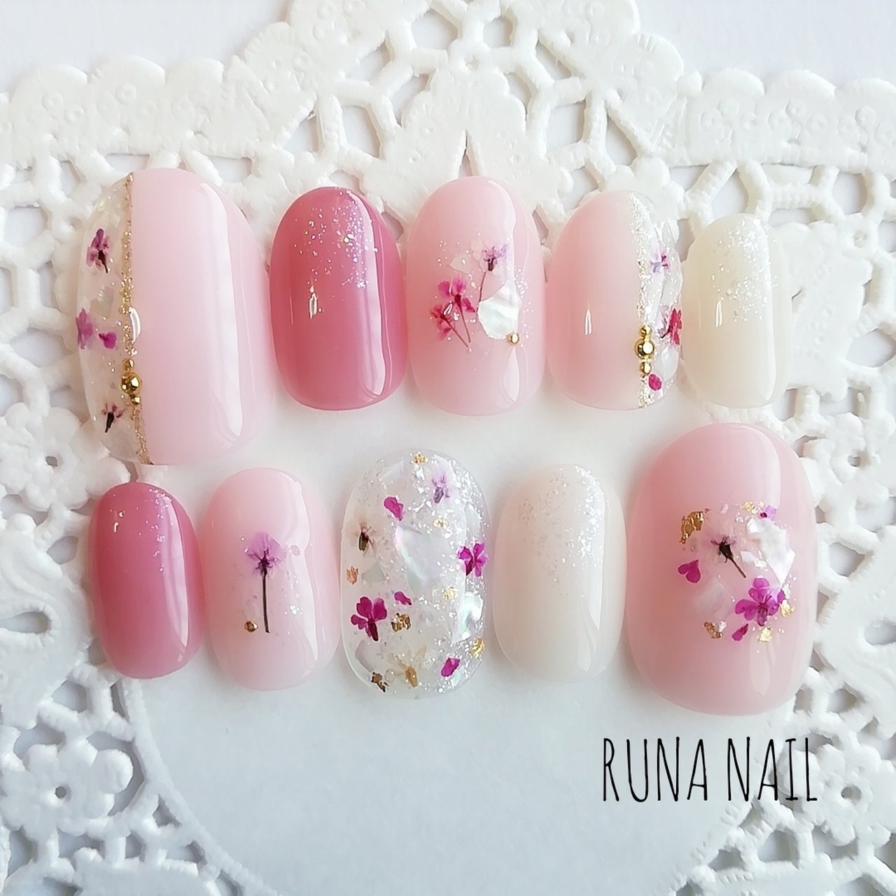 春 入学式 ブライダル フラワー 押し花 Runaのネイルデザイン No ネイルブック