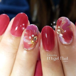 ブライダル ピーコック レッドのネイルデザイン ネイルブック