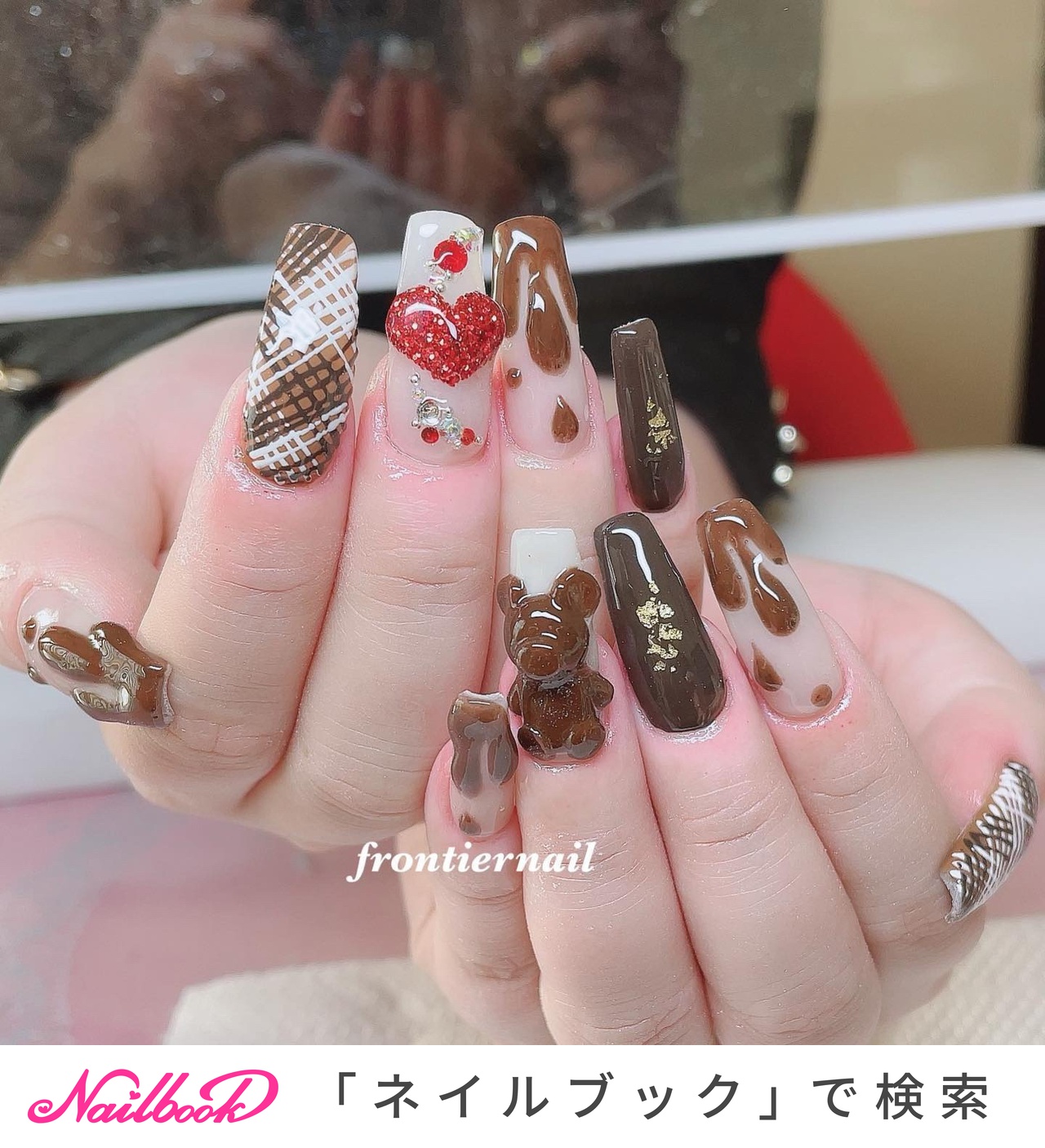 ♡オーダーネイル♡うさちゃん&くまちゃんのハートモチーフ