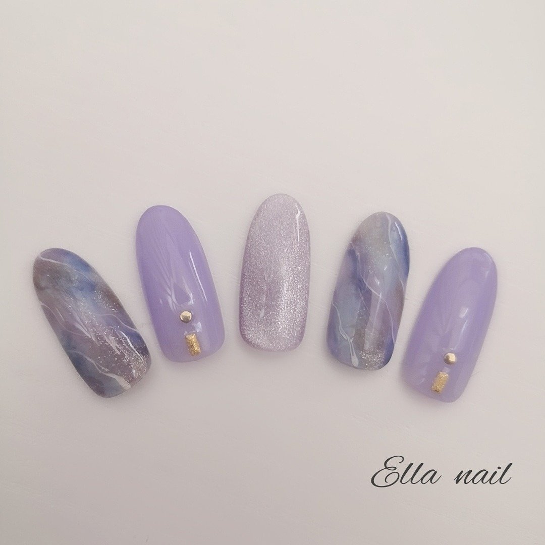 オールシーズン ワンカラー ニュアンス パープル パステル Ella Nail Salonのネイルデザイン No ネイルブック