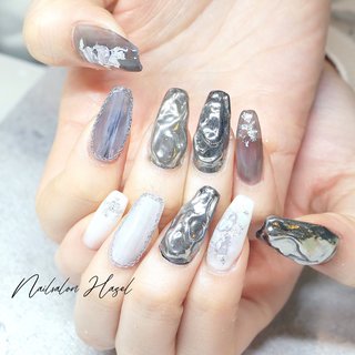 21年 新着順 スカルプチュア でこぼこミラーのネイルデザイン ネイルブック