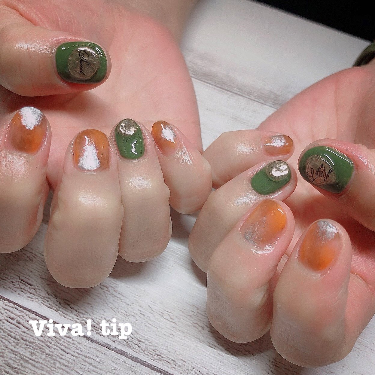 ハンド オレンジ グリーン Vivatip ビバティップ のネイルデザイン No ネイルブック