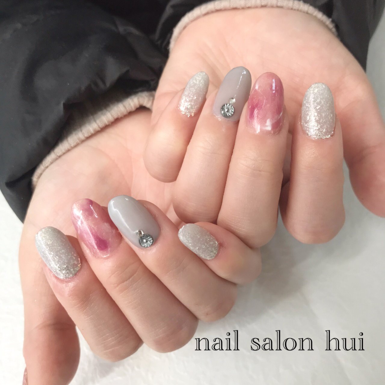 ニュアンス ピンク グレー お客様 Nailsalon Huiのネイルデザイン No ネイルブック