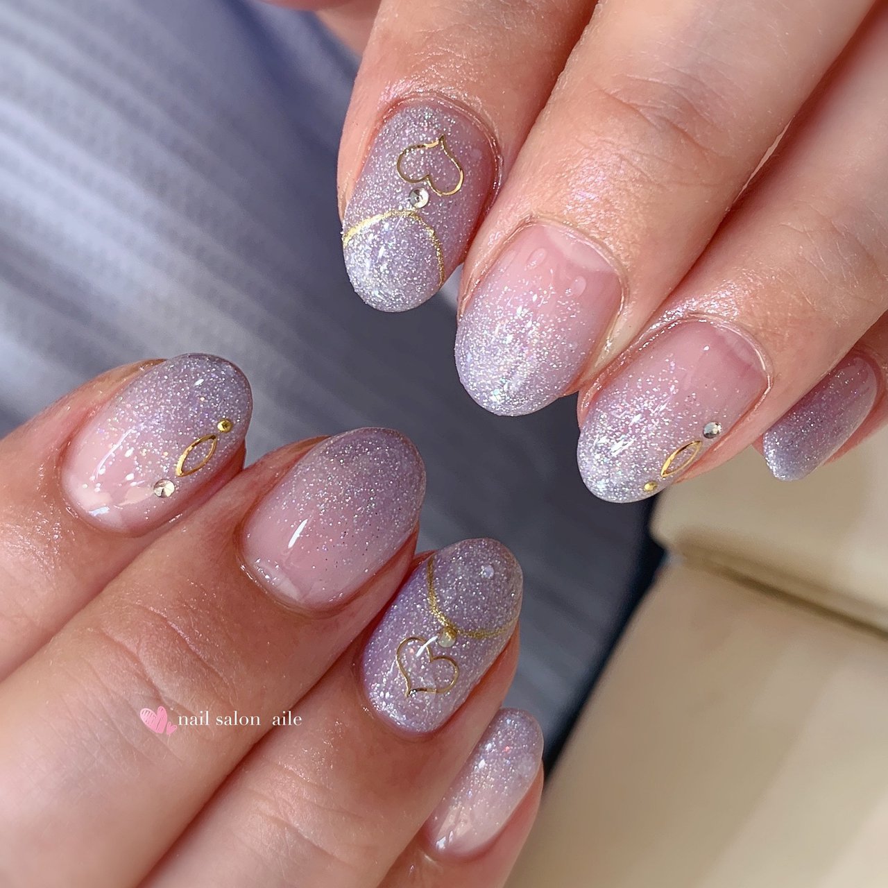 オールシーズン ハンド シンプル グラデーション ラメ Nail Salon Aileのネイルデザイン No ネイルブック