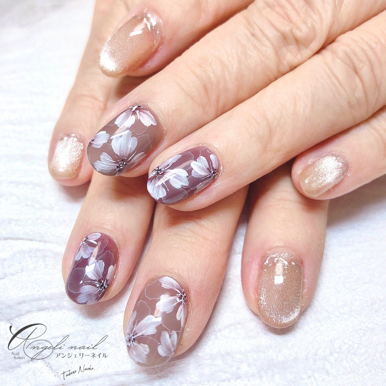 冬 バレンタイン ハンド フラワー たらしこみ 北広島市ネイルサロン Angeli Nailのネイルデザイン No ネイルブック