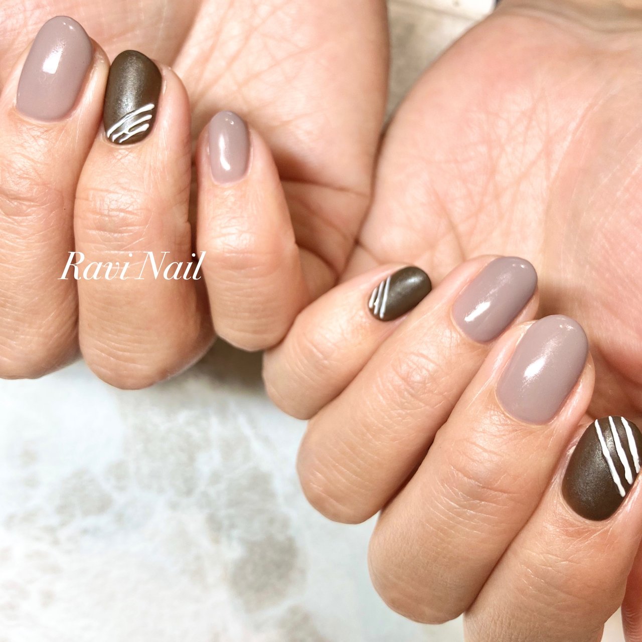 冬 バレンタイン ハンド ブラウン グレー U Minakoのネイルデザイン No ネイルブック