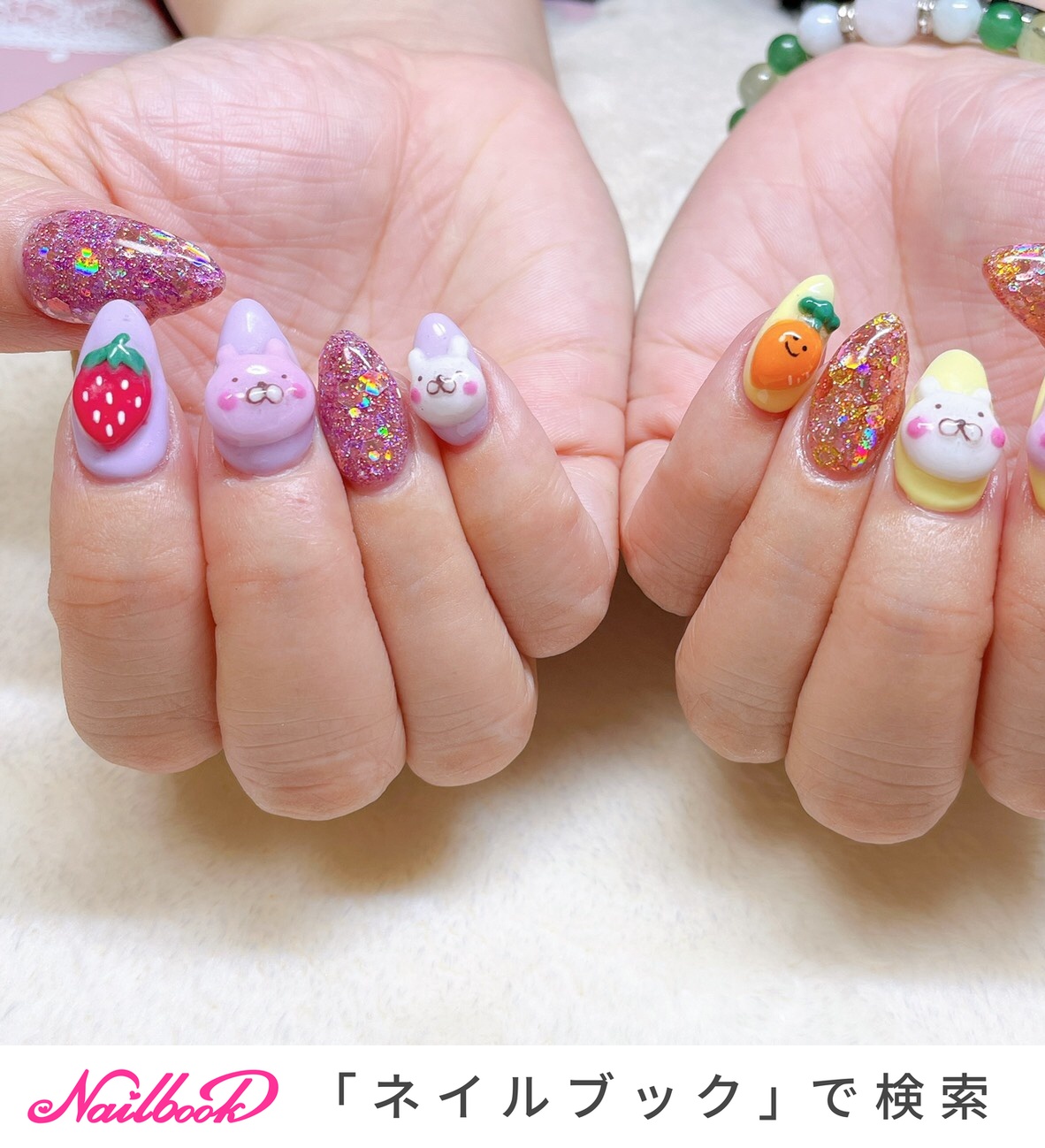 3dネイル 立体ネイル りす たまご うさたま うさぎ 2025年】新着順｜ラメ/#うさまるのネイルデザイン｜ネイルブック