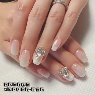 フラワー イニシャル デコ リボン ロング Crystal Nana07のネイルデザイン No ネイルブック