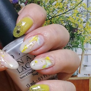 ボタニカル 押し花 マニキュアのネイルデザイン ネイルブック