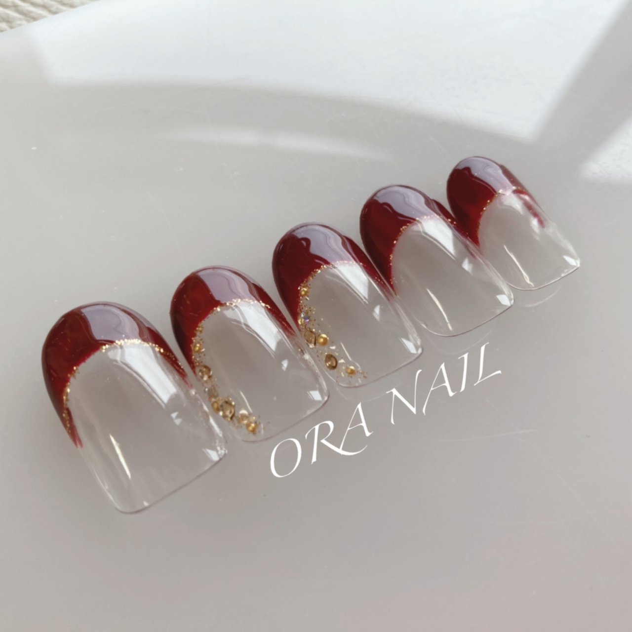 オールシーズン ハンド フレンチ ラメ ビジュー Ora Nail 旧soh Nail のネイルデザイン No ネイルブック